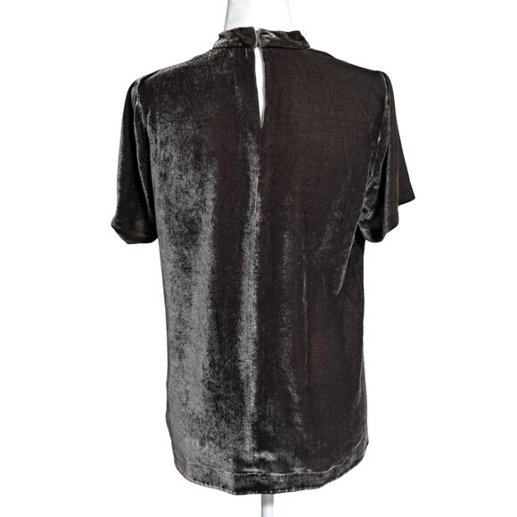 Madewell Velvet Cutout Top Womens S Keyhole Back Choker Front Milk Chocolate Bro - Picture 7 of 13